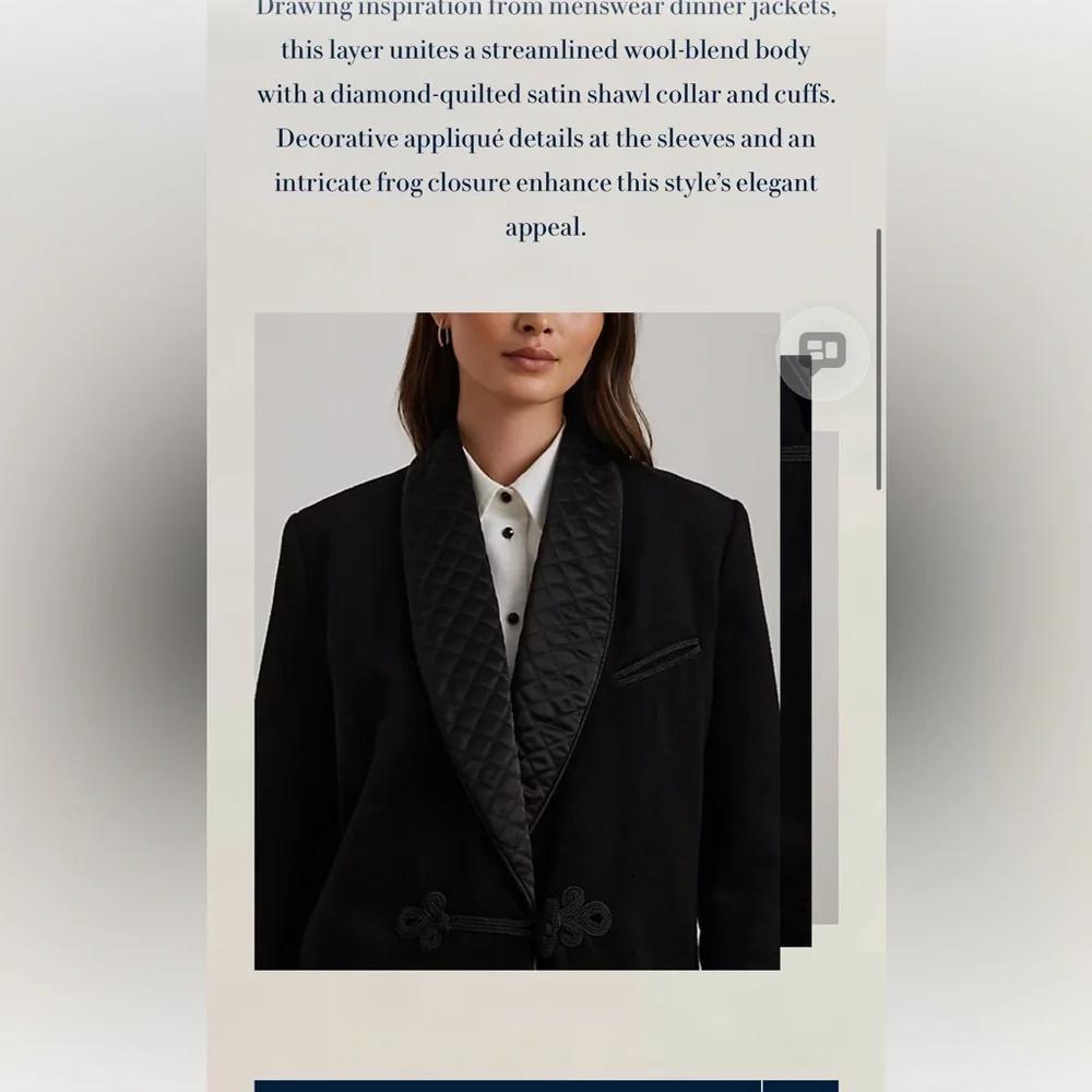 LAUREN Quilted-Satin-Trim Wool-Blend Coat - Picture 4 of 16